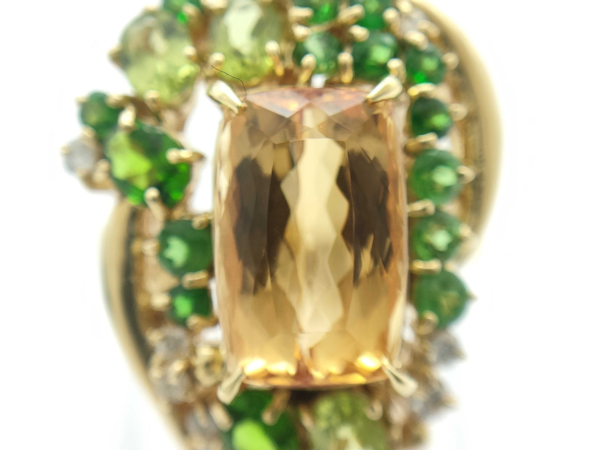 ITZ4.92ct Dipsite Peridot Garnet 2.15ct D0.23ct K18 10.9g Ring