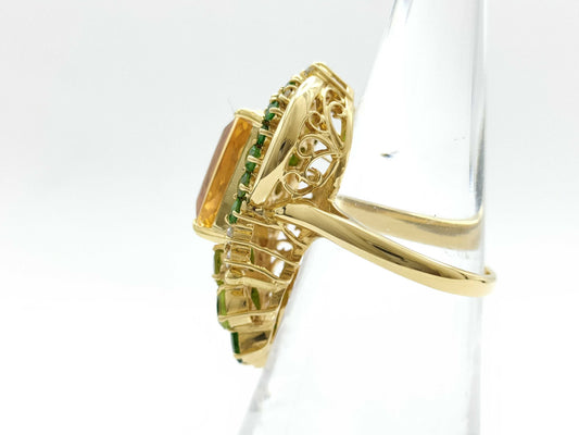ITZ4.92ct Dipsite Peridot Garnet 2.15ct D0.23ct K18 10.9g Ring
