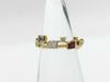 Aquamarine Ruby Garnet Diamond 0.32/0.12/0.18 Engraved K18 2.6g Ring