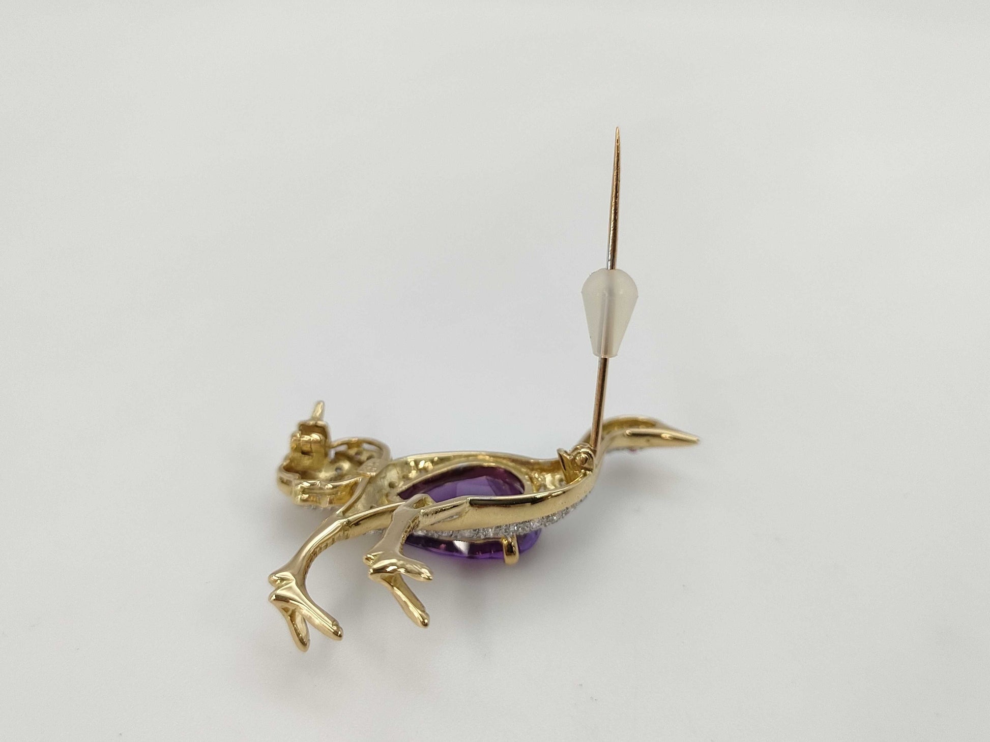 Ostrich Motif Ruby AM4.26ct D0.80ct K18 7.5g Brooch