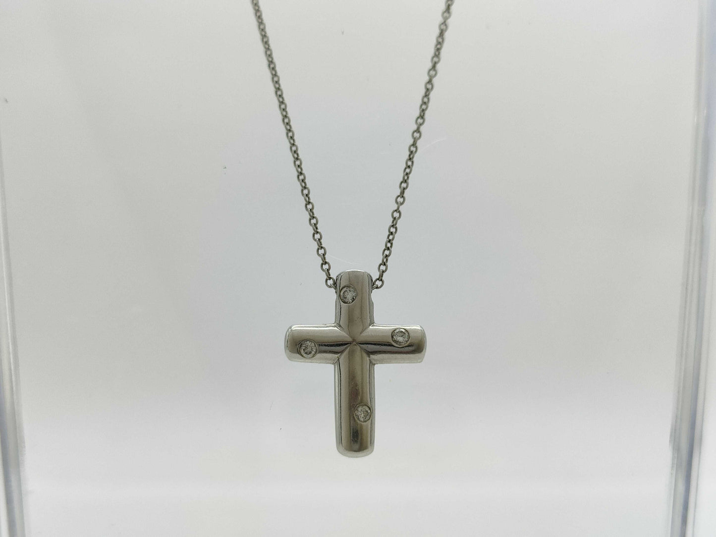 Tiffany&Co. Dots Cross 4PD PT950 6.7g Necklace