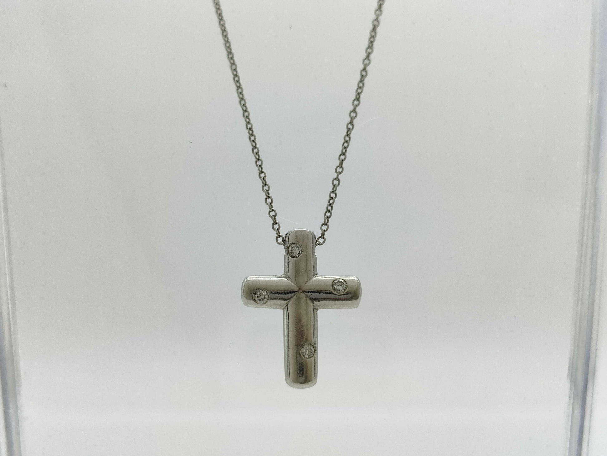 Tiffany&Co. Dots Cross 4PD PT950 6.7g Necklace