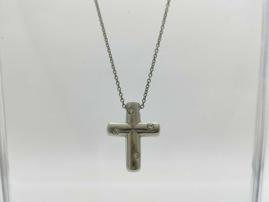 Tiffany&Co. Dots Cross 4PD PT950 6.7g Necklace