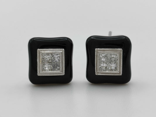 Onyx D0.50ct PT900 8.5g Earrings