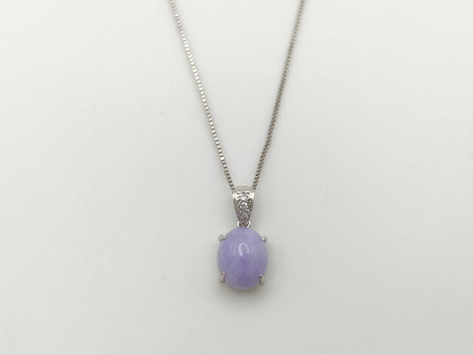 Lavender Jade 3.60ct D0.03ct PT900/850 3.8g Necklace