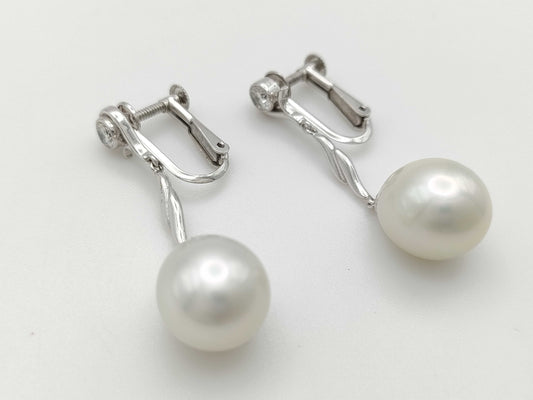 Pearl Diameter Approx. 13.7*12.1mm/13.7*12.0mm D0.21/0.21ct PT900 11.5g Earrings