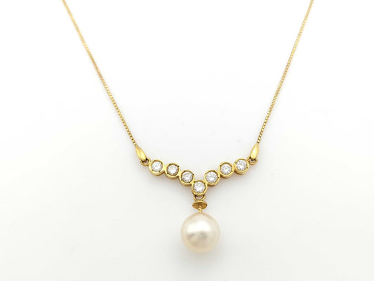 Pearl diameter approx. 8.7mm D0.48ct K18 3.6g necklace