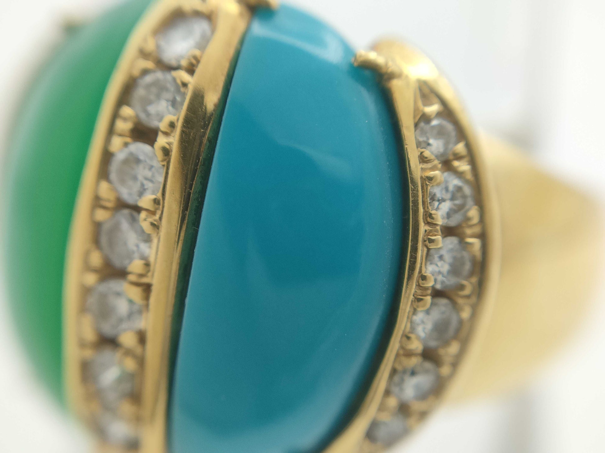 Agate Turquoise D0.28ct K18 10.1g Ring