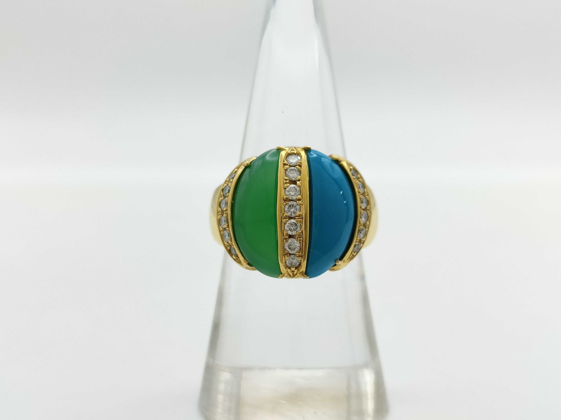 Agate Turquoise D0.28ct K18 10.1g Ring