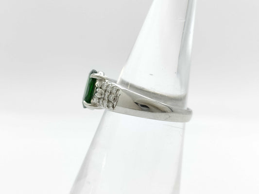 Green Grossula Garnet 1.31ct D0.16ct PT900 6.5g Ring