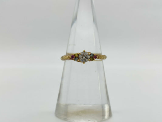 Disney Colored Stone Multi 0.056ct D0.255ct K18 2.6g Ring