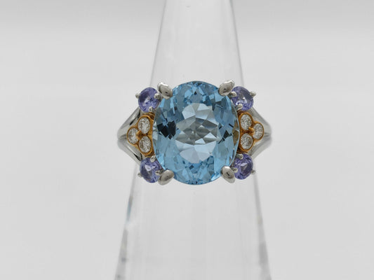 TASAKI AQ4.26ct Tanzanite D0.18ct PT900/K18 11.2g Ring