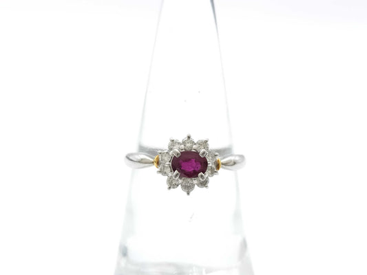 R0.52ct D0.31ct PT900/K18 4.0g Ring