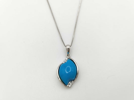 Turquoise D0.06ct PT900/850 8.8g Necklace