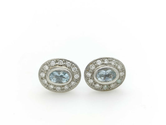 Colored Stone Diamond PT850 4.1g Earrings