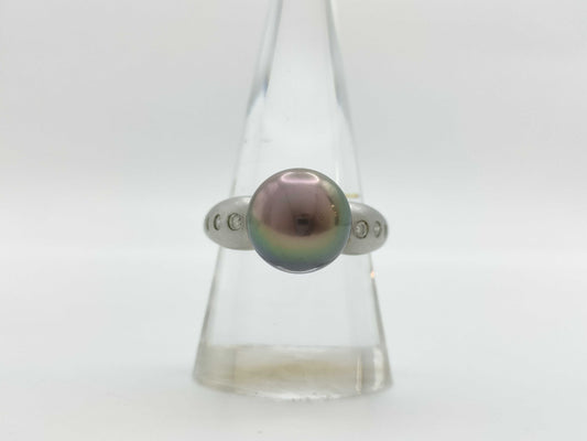 Black Butterfly Pearl Diameter Approx. 11.0mm D0.17ct PT900 7.9g Ring