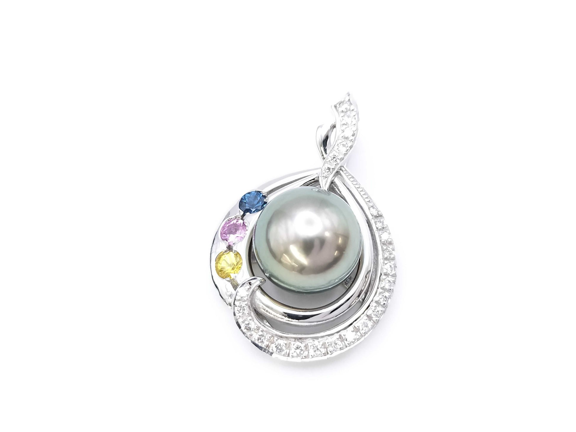 Pearl diameter approx. 11.1mm Colored stone 0.30ct D0.20ct K18WG 6.7g Pendant top