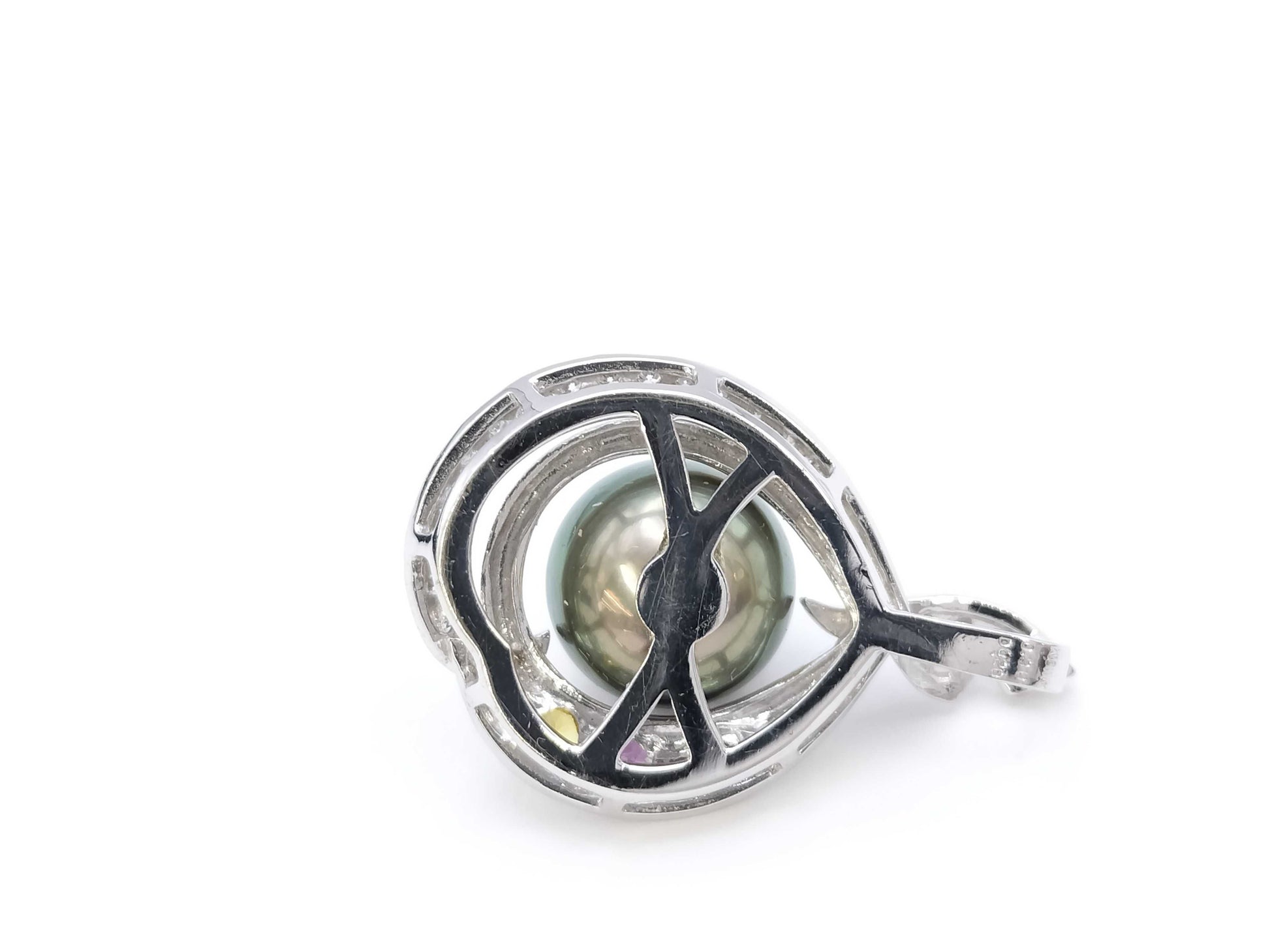 Pearl diameter approx. 11.1mm Colored stone 0.30ct D0.20ct K18WG 6.7g Pendant top