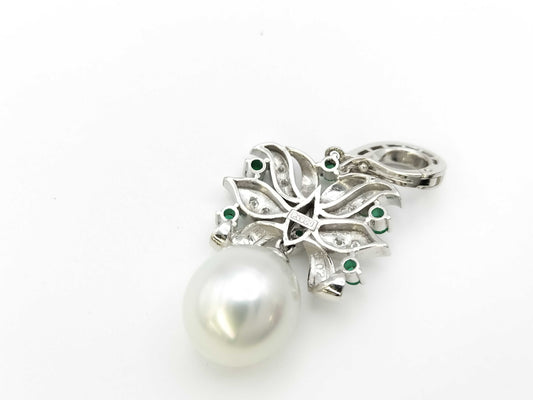 Pearl Diameter Approx. 12.5/13.6mm E0.27ct D0.15ct PT900 11.5g Pendant Top
