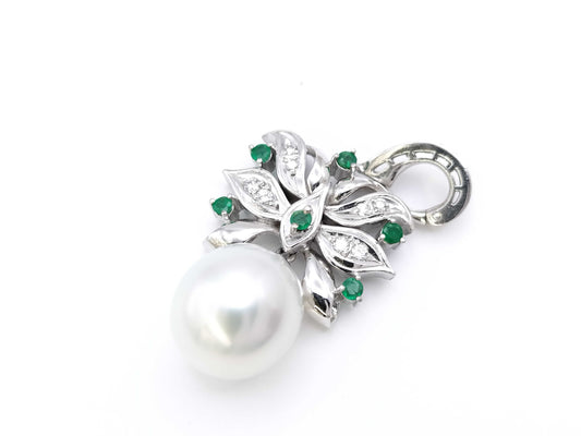 Pearl Diameter Approx. 12.5/13.6mm E0.27ct D0.15ct PT900 11.5g Pendant Top