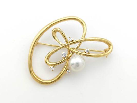 Pearl diameter approx. 8.6mm D0.14ct K18 9.9g brooch