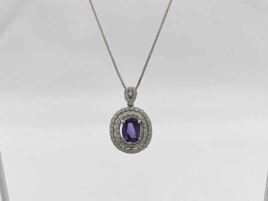 AM1.39ct D0.64ct K18WG 5.9g Necklace