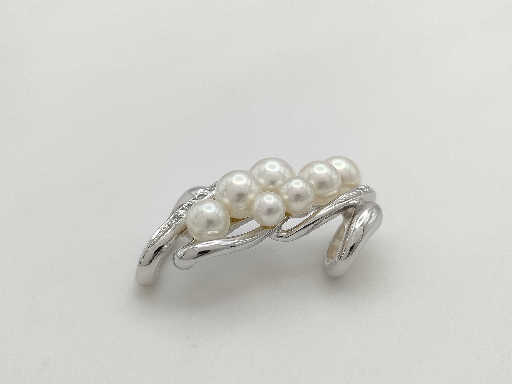Pearl diameter approx. 4.3-6.9mm D0.08ct K14WG 8.3g obi fastener