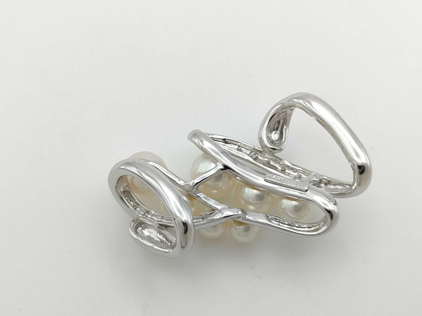 Pearl diameter approx. 4.3-6.9mm D0.08ct K14WG 8.3g obi fastener