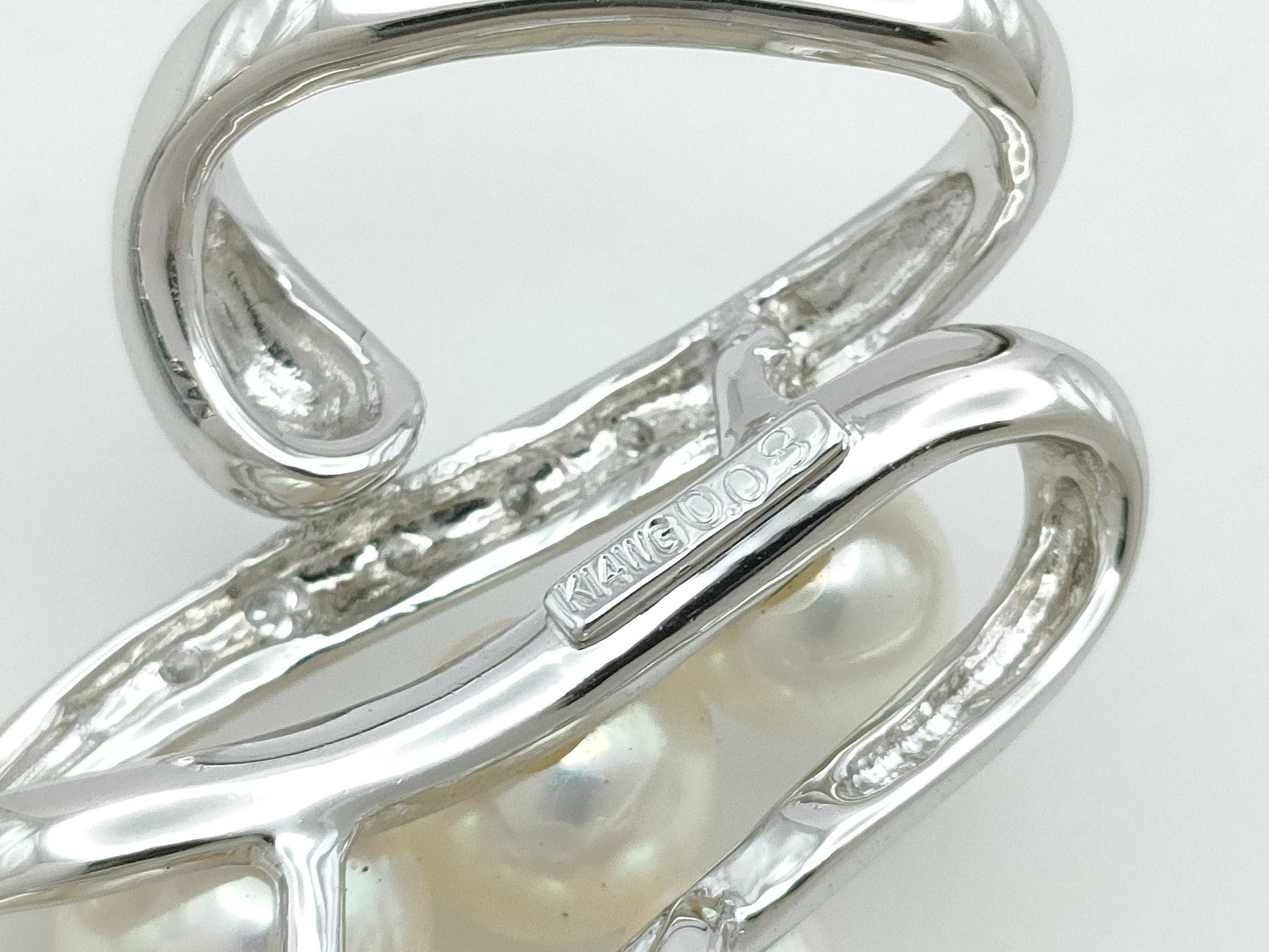 Pearl diameter approx. 4.3-6.9mm D0.08ct K14WG 8.3g obi fastener