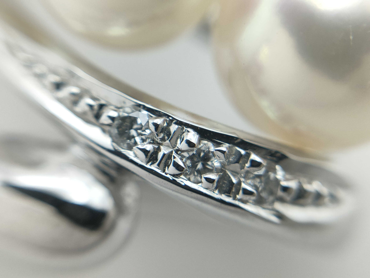Pearl diameter approx. 4.3-6.9mm D0.08ct K14WG 8.3g obi fastener