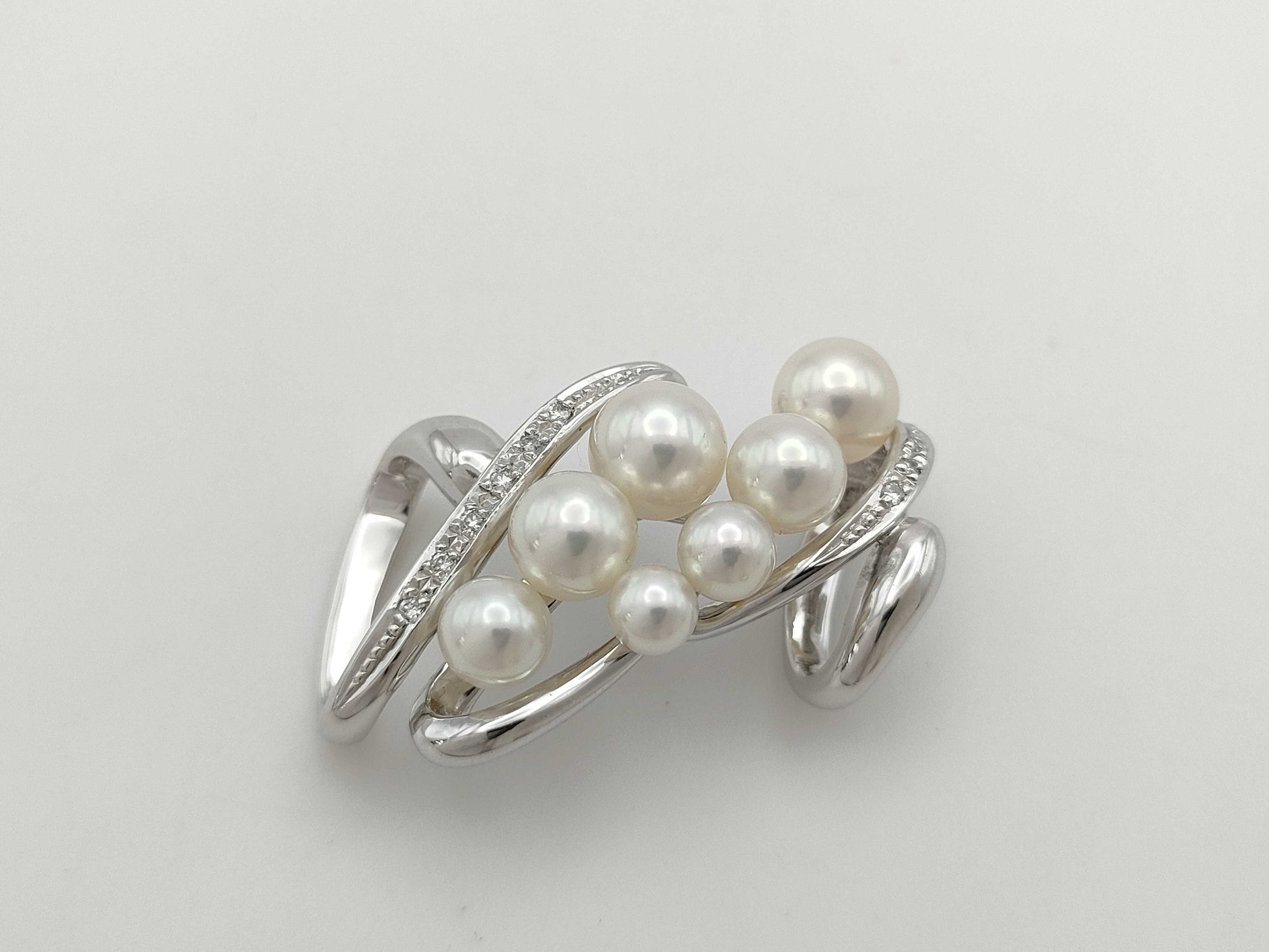 Pearl diameter approx. 4.3-6.9mm D0.08ct K14WG 8.3g obi fastener