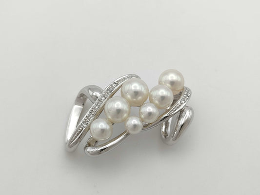 Pearl diameter approx. 4.3-6.9mm D0.08ct K14WG 8.3g obi fastener