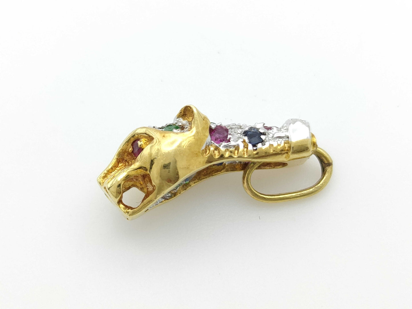 Ruby Sapphire Emerald Diamond K18 2.4g Pendant Top