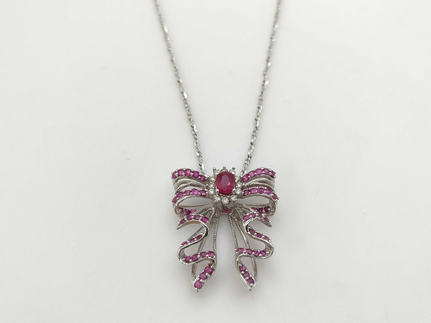 R0.18ct S0.30ct D0.08ct K18WG 4.6g Necklace