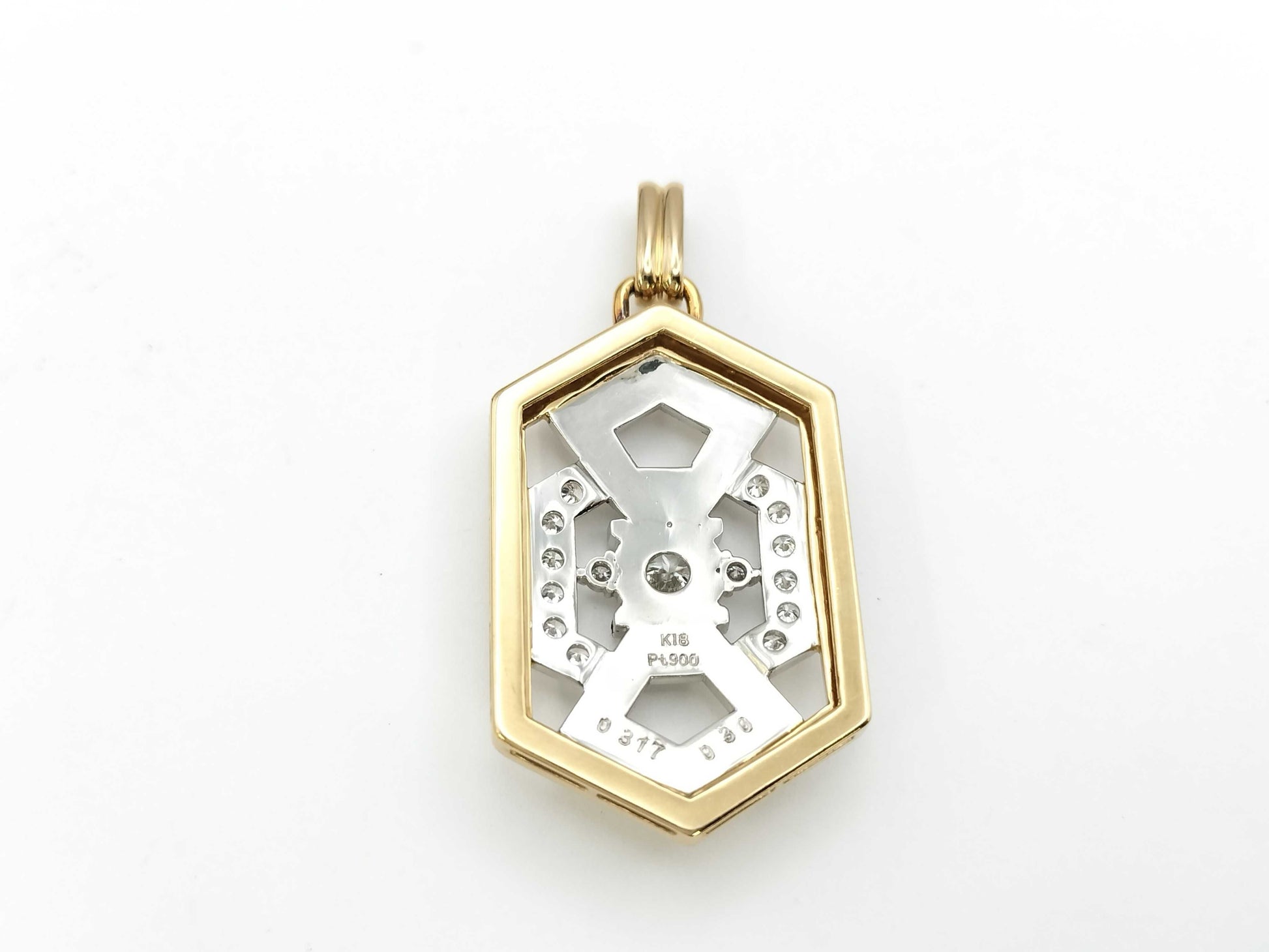 D0.317ct/0.30ct K18/PT900 11.8g Pendant Top