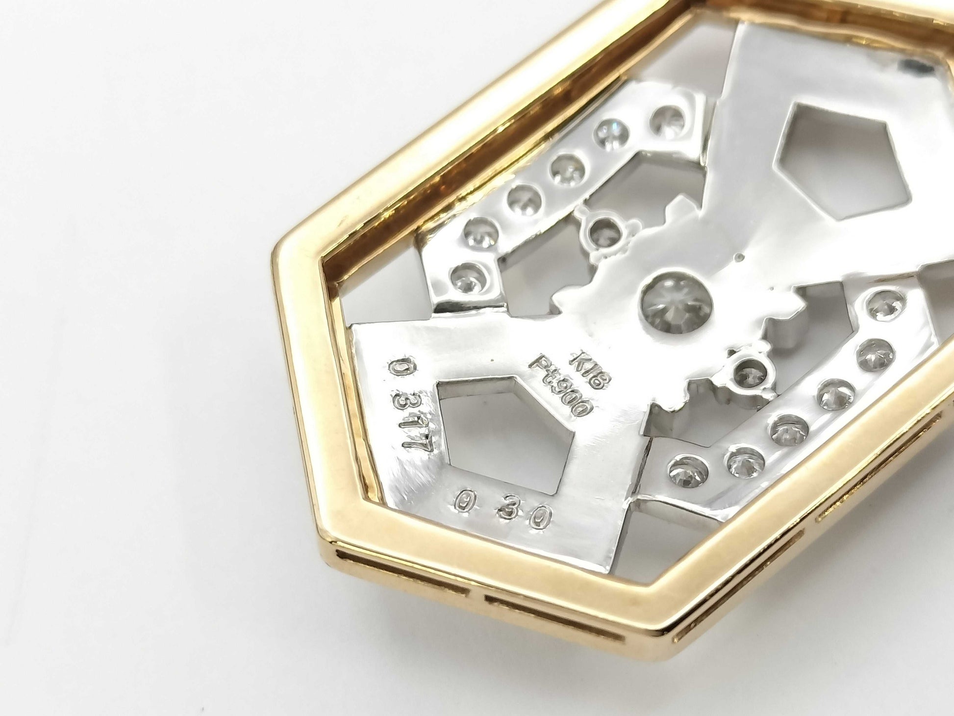 D0.317ct/0.30ct K18/PT900 11.8g Pendant Top