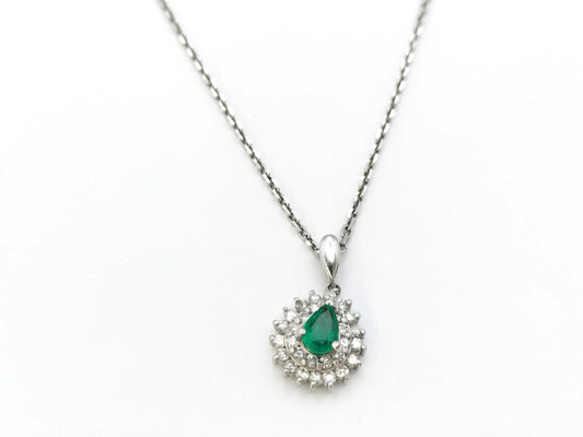 Emerald Diamond PT900/PT850 6.1g Necklace