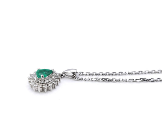 Emerald Diamond PT900/PT850 6.1g Necklace