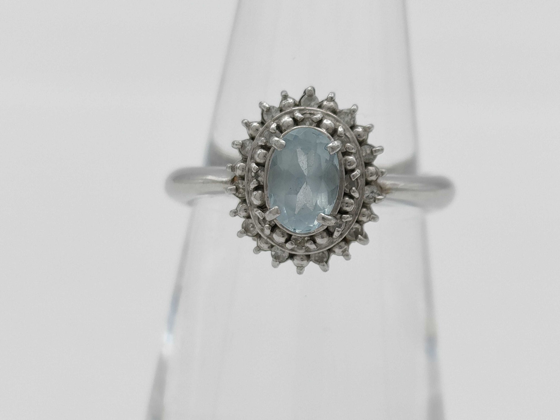 Aquamarine Diamond PT900 5.9g Ring