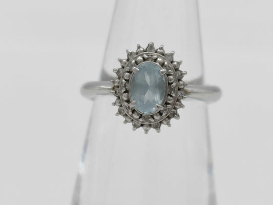 Aquamarine Diamond PT900 5.9g Ring