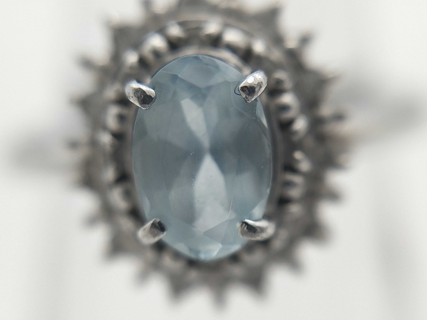 Aquamarine Diamond PT900 5.9g Ring
