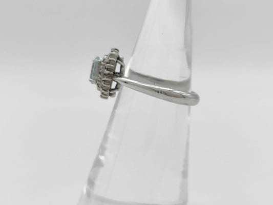 Aquamarine Diamond PT900 5.9g Ring