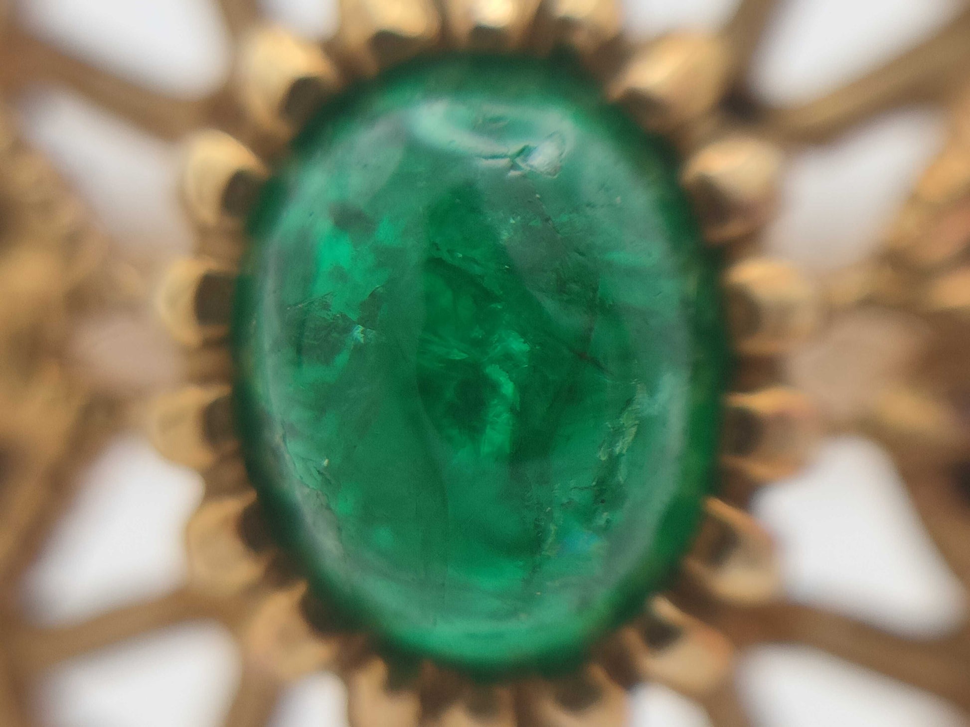 Cabochon Emerald D0.16ct K18 4.1g Ring