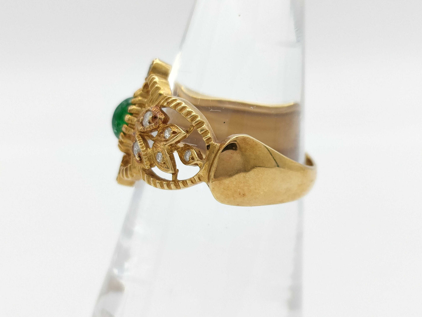 Cabochon Emerald D0.16ct K18 4.1g Ring