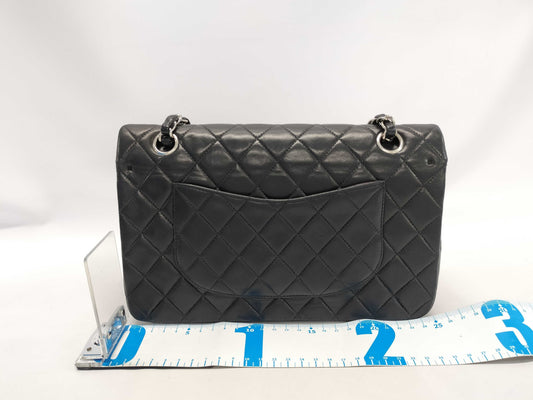 CHANEL Double Flap Silver Hardware Matelasse Chain Shoulder Bag with Sticker and Card