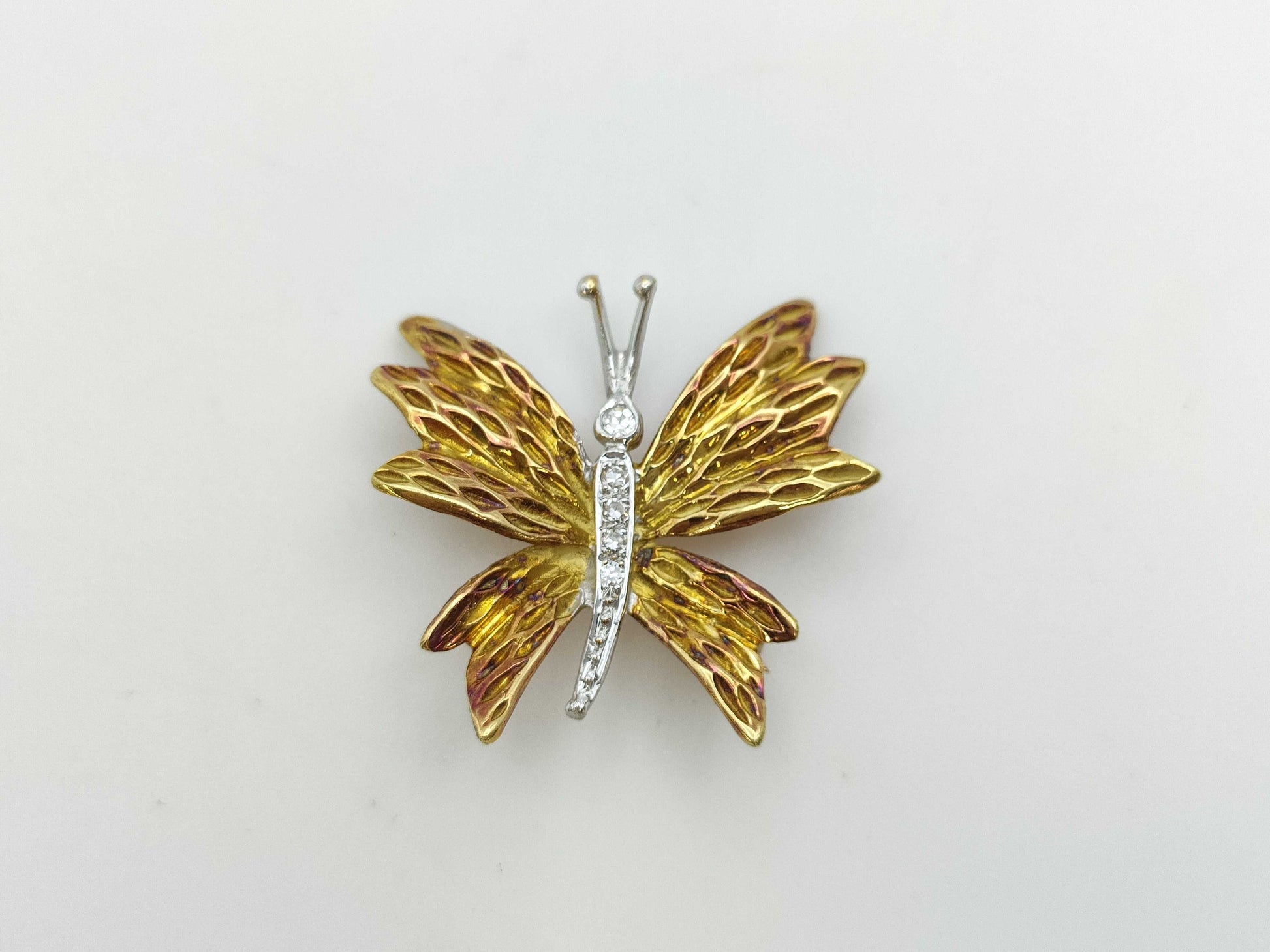 Tiffany&Co. Butterfly Motif Diamond 18K 4.2g Brooch