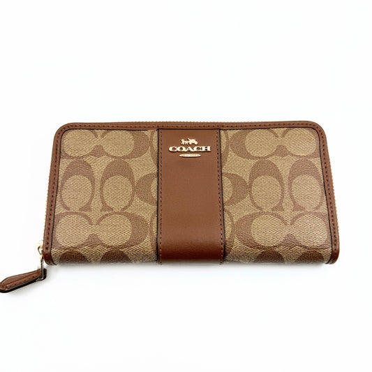 COACH COACH Accordion Zip Wallet Signature Canvas Round Zipper Long Wallet Wallet