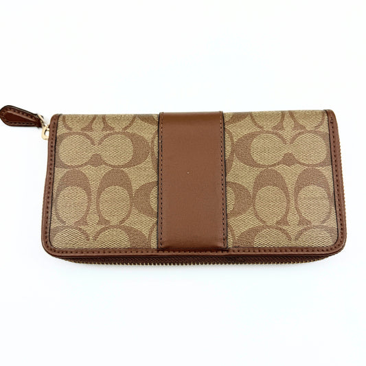 COACH COACH Accordion Zip Wallet Signature Canvas Round Zipper Long Wallet Wallet