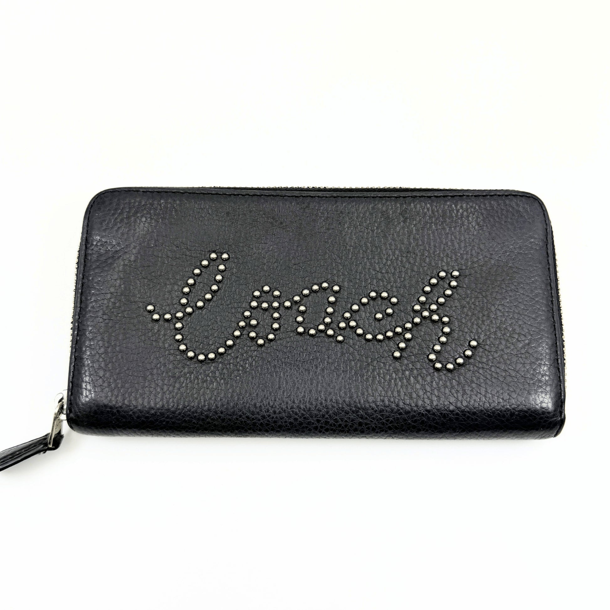 COACH COACH With Studs Script Accordion Round Zipper F88904 Long Wallet Wallet