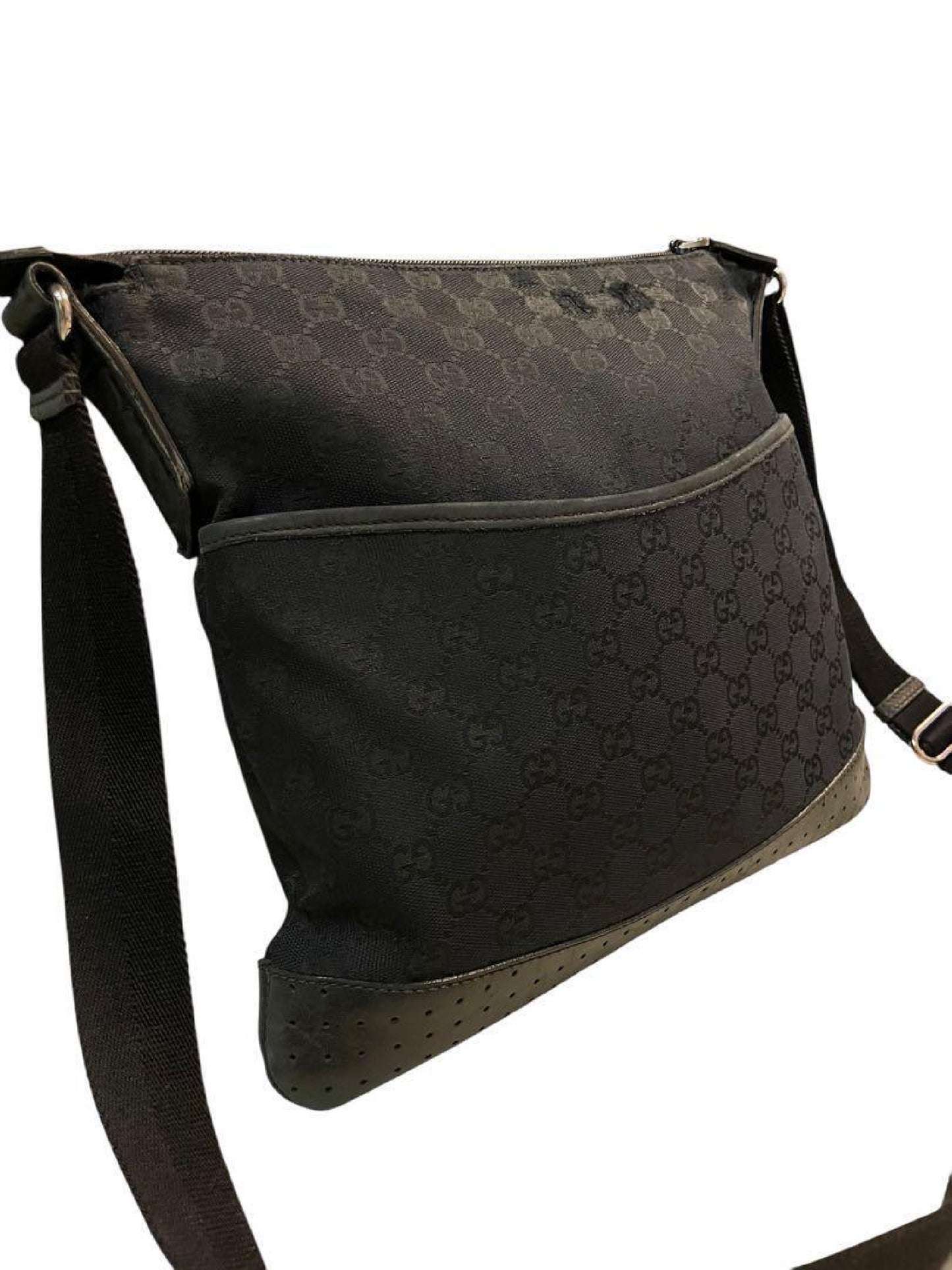 GUCCI Black GG Pattern 145857 Men's Shoulder Bag